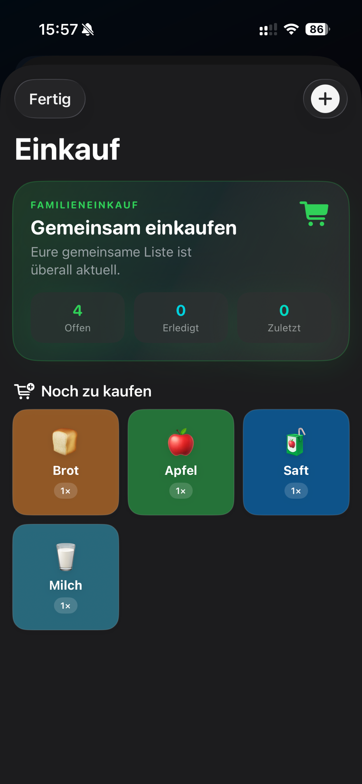 Gemeinsame Einkaufsliste in der iPhone-App