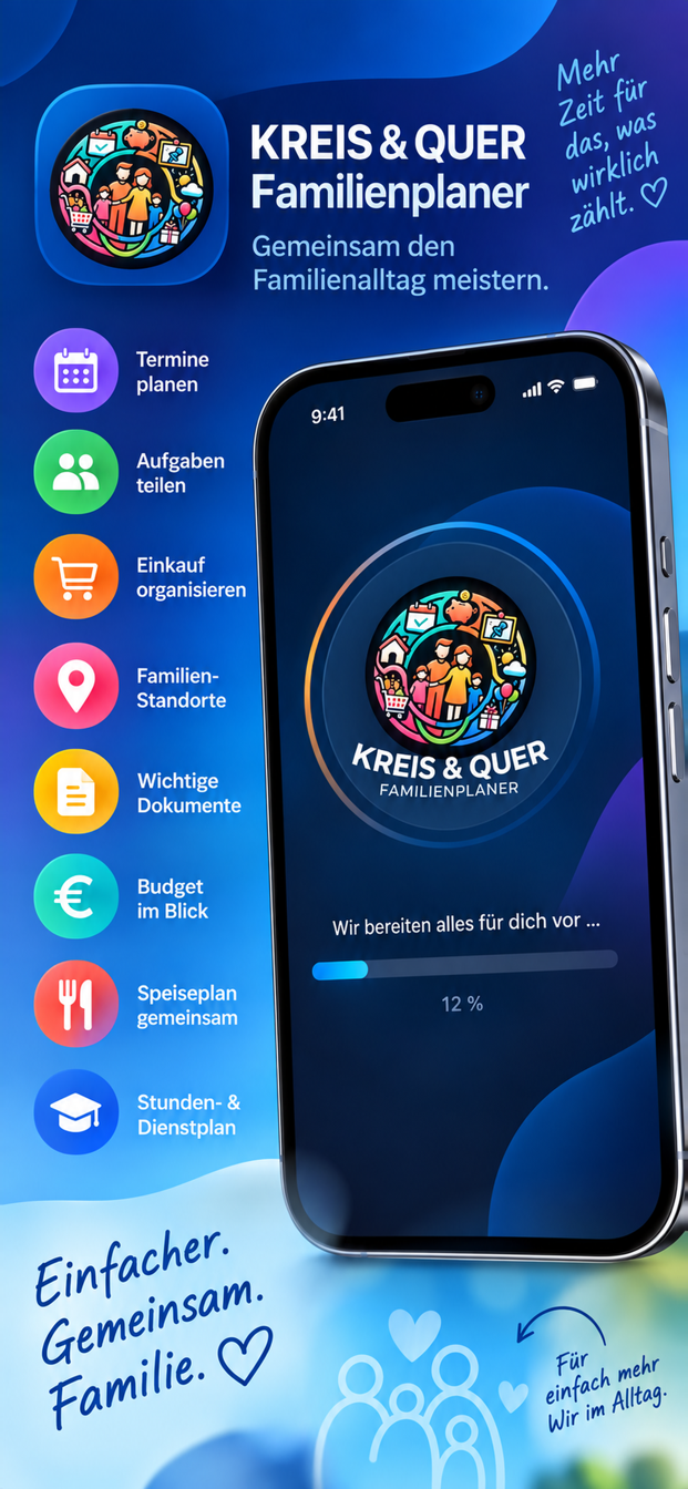 Überblick über die Bereiche des Kreis & Quer Familienplaners