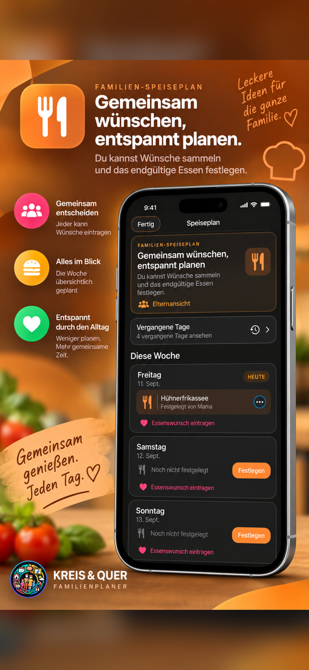 Gemeinsamer Speiseplan und Essenswünsche