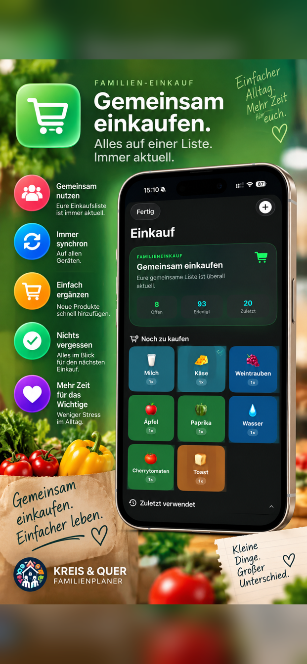 Synchronisierte Einkaufsliste für die Familie